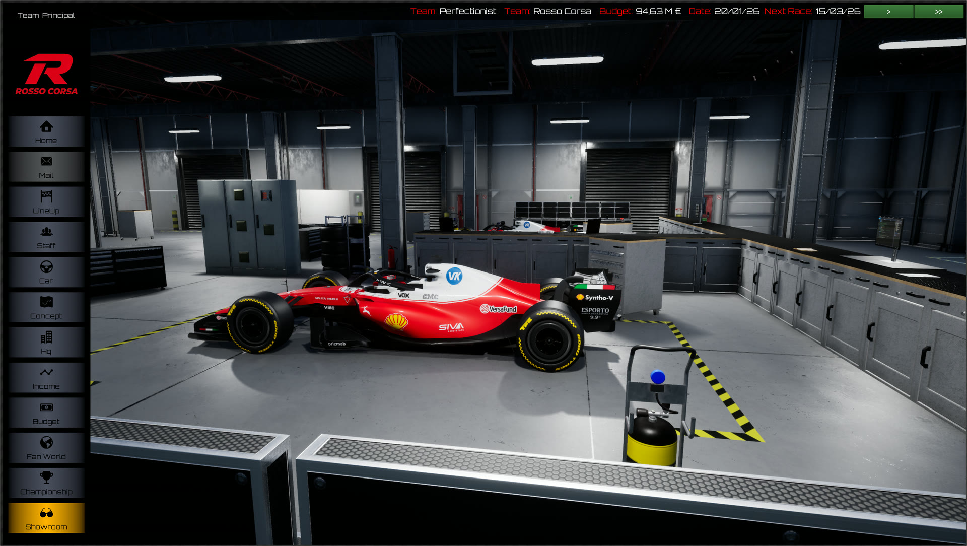 Dettaglio della monoposto pronta per la pista