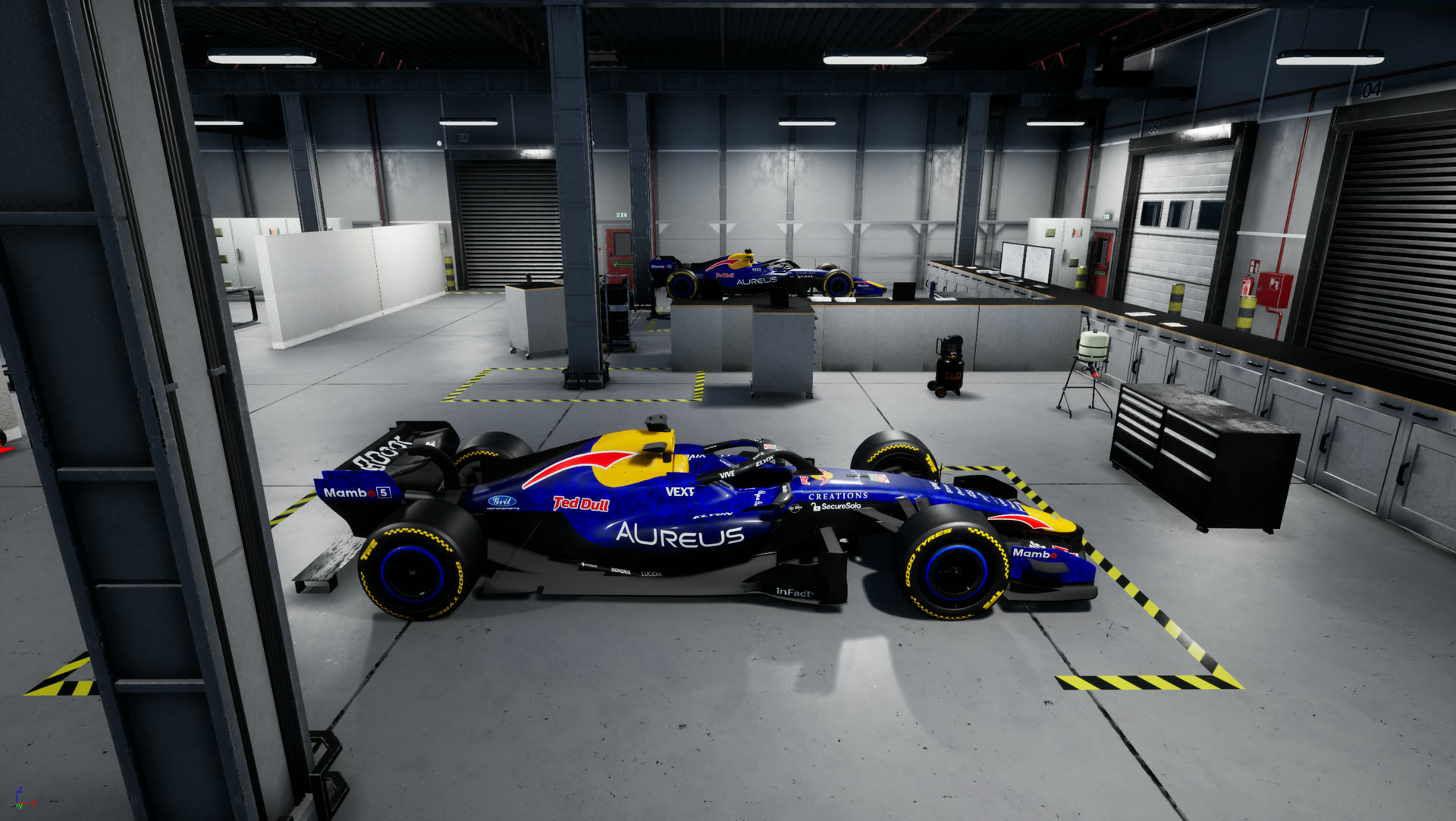 Vettura nel garage del team